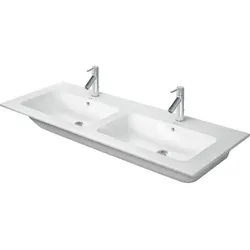 Duravit Me by Starck Möbel-Doppelwaschtisch 233613AC00 130x49cm, 2 Hahnlöcher, mit Überlauf, Hahnlochbank, weiß seidenmatt, Durashield