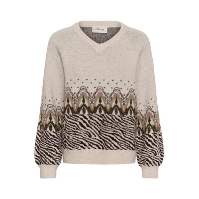 Strickpullover CREAM "Cream Strickpullover CRSunia", Damen, Gr. XS, blau (oat melange), Pullover Strickpullover