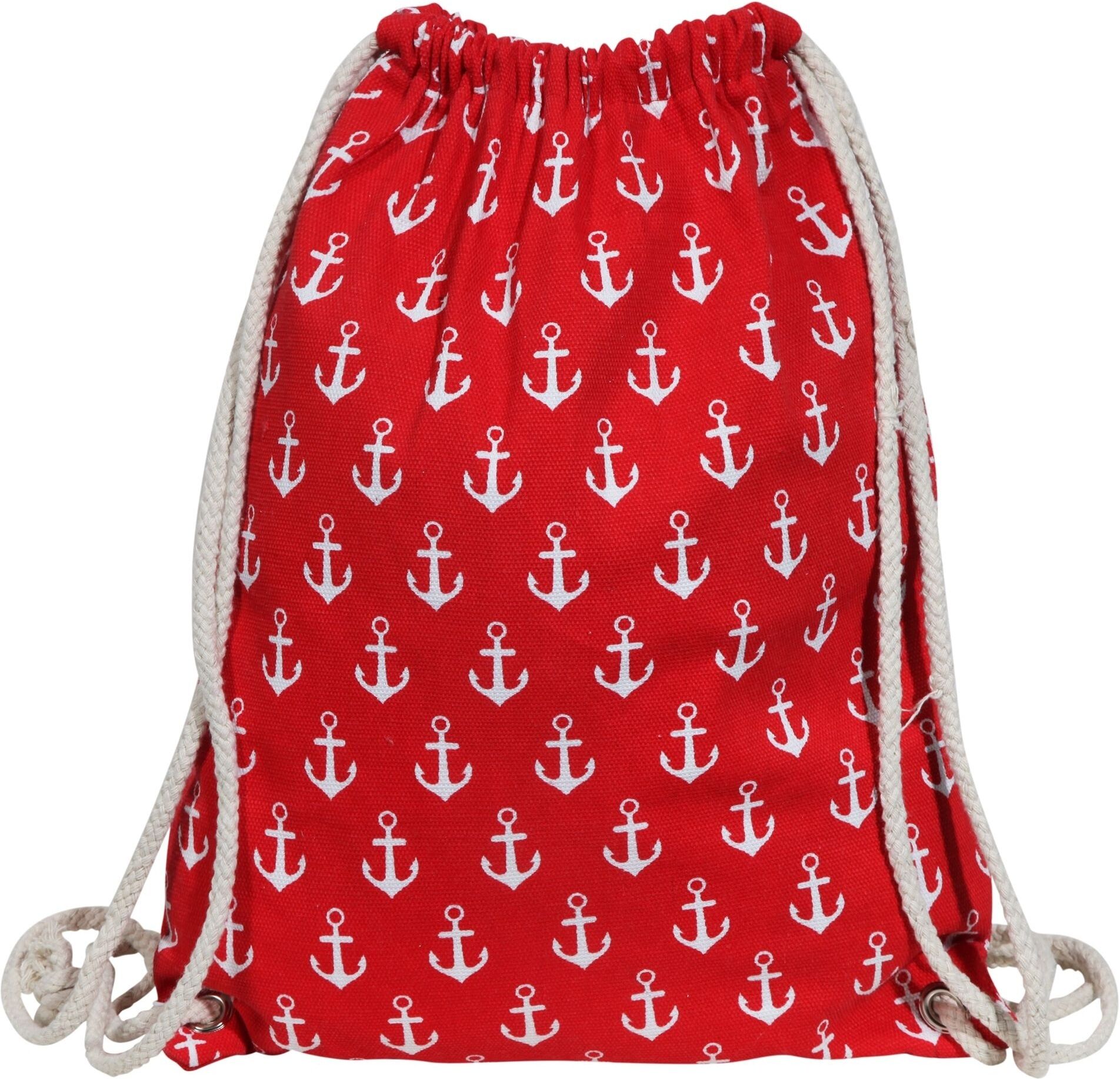 Turnbeutel CHAM CHAM "Trend Turnbeutel aus Textil, maritim", Damen, rot, Textil, Taschen Turnbeutel