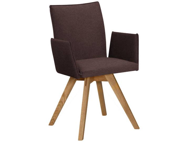 Moderano Armlehnstuhl, Eiche, Dunkelbraun, Holz, Wildeiche, massiv, eckig, 60x91x61 cm, Stoffauswahl, Typenauswahl, Esszimmer, Stühle, Esszimmerstühle, Armlehnenstühle