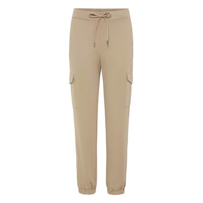 Cargohose OXMO "Cargohose OXHenni", Damen, Gr. L, N-Gr, beige (dune), Obermaterial: 73% Polyester PES. 23% Viskose CV. 4% Elasthan EL., Hosen Cargohose