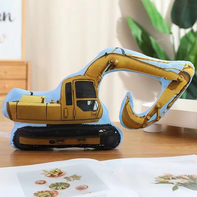Inspire Curations Cartoon Vehicle Plush Hug Pillow (Police Car, Fire Truck, Excavator) backhoe
