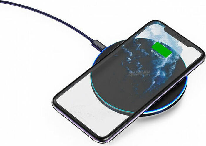 Urban Factory Powerbank met interne USB en draadloos opladen, 1 meter, Zwart-Blauw