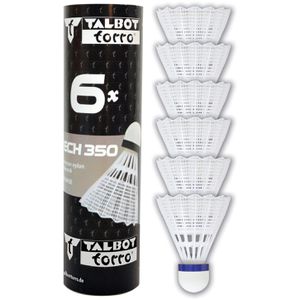 Talbot-Torro Badminton-Bälle Tech 350, Trainingsball, mittel, weiß, 6 Stück