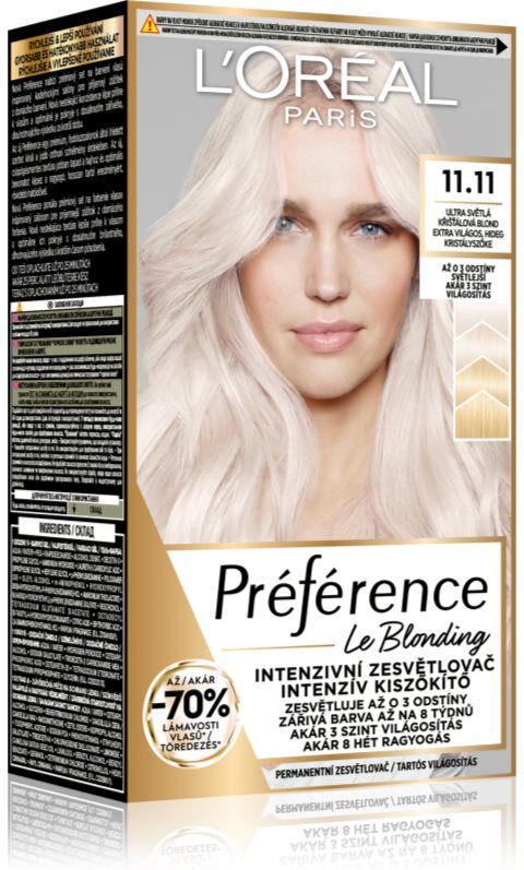 L’Oréal Paris Préférence Le Blonding coloration cheveux pour éclaircir les cheveux teinte 11.11 Ultra-Light Cool Crystal Blonde 1 pcs