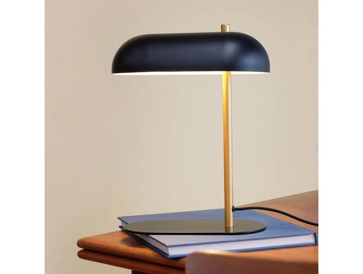 Lampe à poser Arch Noir mat/Laiton - Dyberg Larsen - Bureau / espaces de travail - Design - Métal - Avec abat-jour