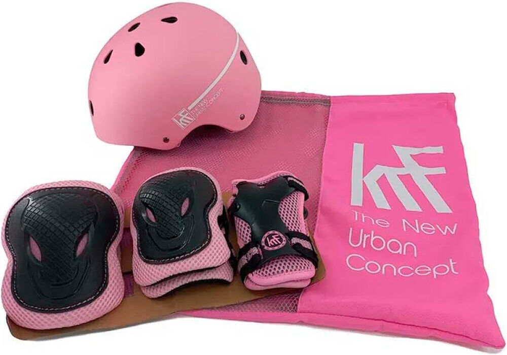 Krf set essential proteccasco set protección skate niño Rosa (XS)