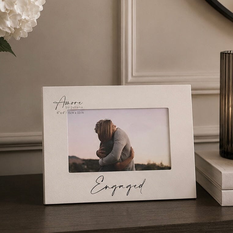 'Engaged' Decorative White Photo Frame