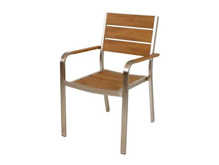 Harms Stapelstuhl FLORENCE champagner Aluminium/Non-Wood Teak-Optik