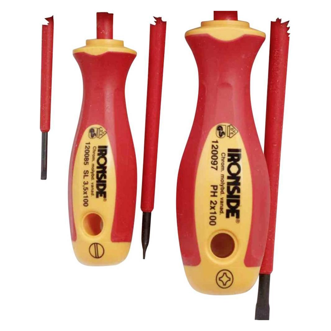 Ironside Schraubendreher-Set VDE 5-teilig 2500 2-Komponenten-Griff Chrom-Vanadium-Stahl (Schlitz) (120504)