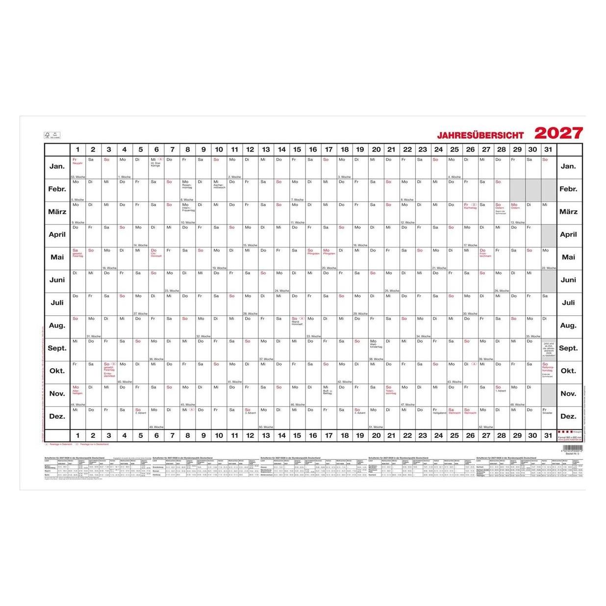 Güss Wandkalender A2 quer Versand. 1J 1S (A2) (37406349)