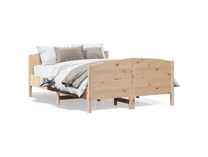 PUGYNBK Bettgestell aus massivem Kiefernholz, 160 x 200 cm Lattenrost, Kopfteil und Fußteil, Halterung für Rücken, robuste Basis