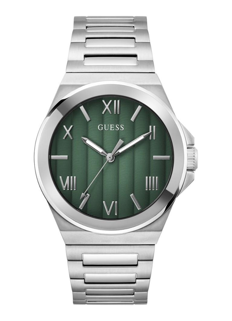 Guess Vinyl Heren Horloge Zilverkleurig GW0789G1