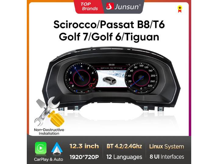 Junsun tableau de bord numérique pour VW Passat B8 B6 Golf 7 Scirocco Golf 6 Tiguan Golf 5 T6 LCD Instrument de voiture Virtuele Cockpit