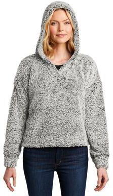 Port Authority L132 Women's Cozy Fleece Hoodie in Grey Heather size Small