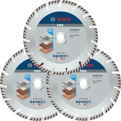 Bosch Professional, Sägeblatt, Standard Universal Diamant Trennscheibe 230 mm 3 Stk. ( 3x 2608615065 ) Beton Aufnahme 22,23 m