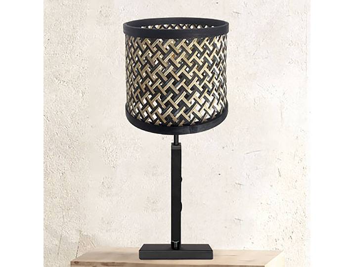Tischleuchte Stang Typ B Ø 20cm Schwarz/Beige/Schwarz Material: Metall, Holz teilmassiv Metallart: Aluminium Oberfläche Holz: Geölt Oberfläche