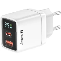 SANDBERG 2in1 Charger 1xUSB-A 1xUSB-C 35W weiß