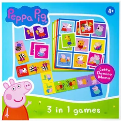 Selecta Spielzeug Peppa Pig 3n1 Memo Lotto Domino (Dänisch, Deutsch, Englisch, Finnisch, Französisch, Niederländisch, Norwegisch, Schwedisch, 2 - 4 Spieler)