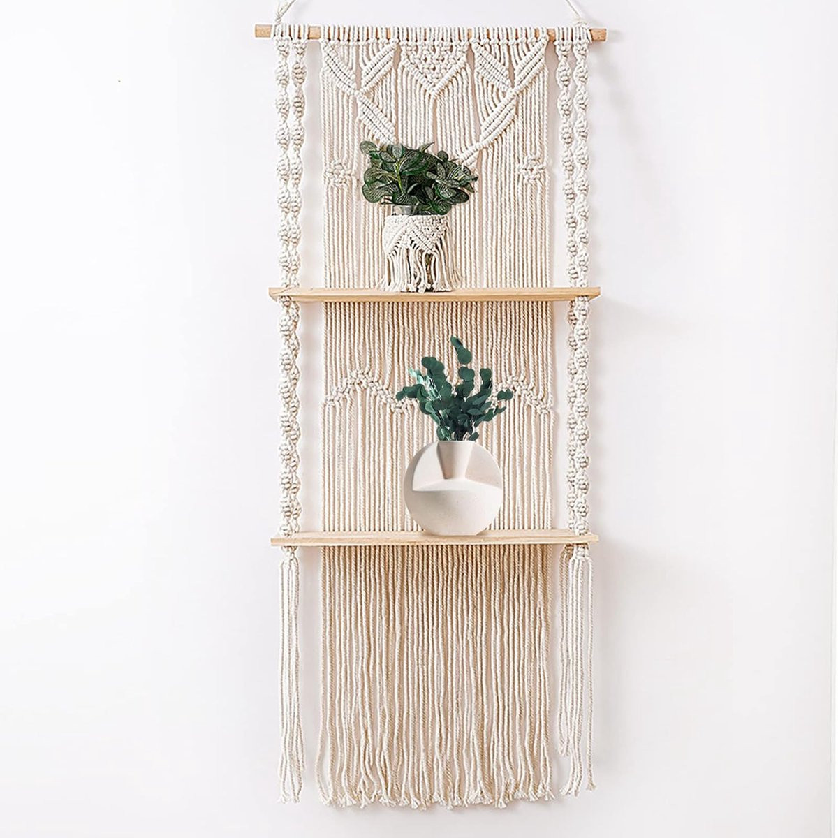 Handgemaakte zwevende hangplank met touw voor decoratie en opbergen, B: 100 cm, D: 44 cm