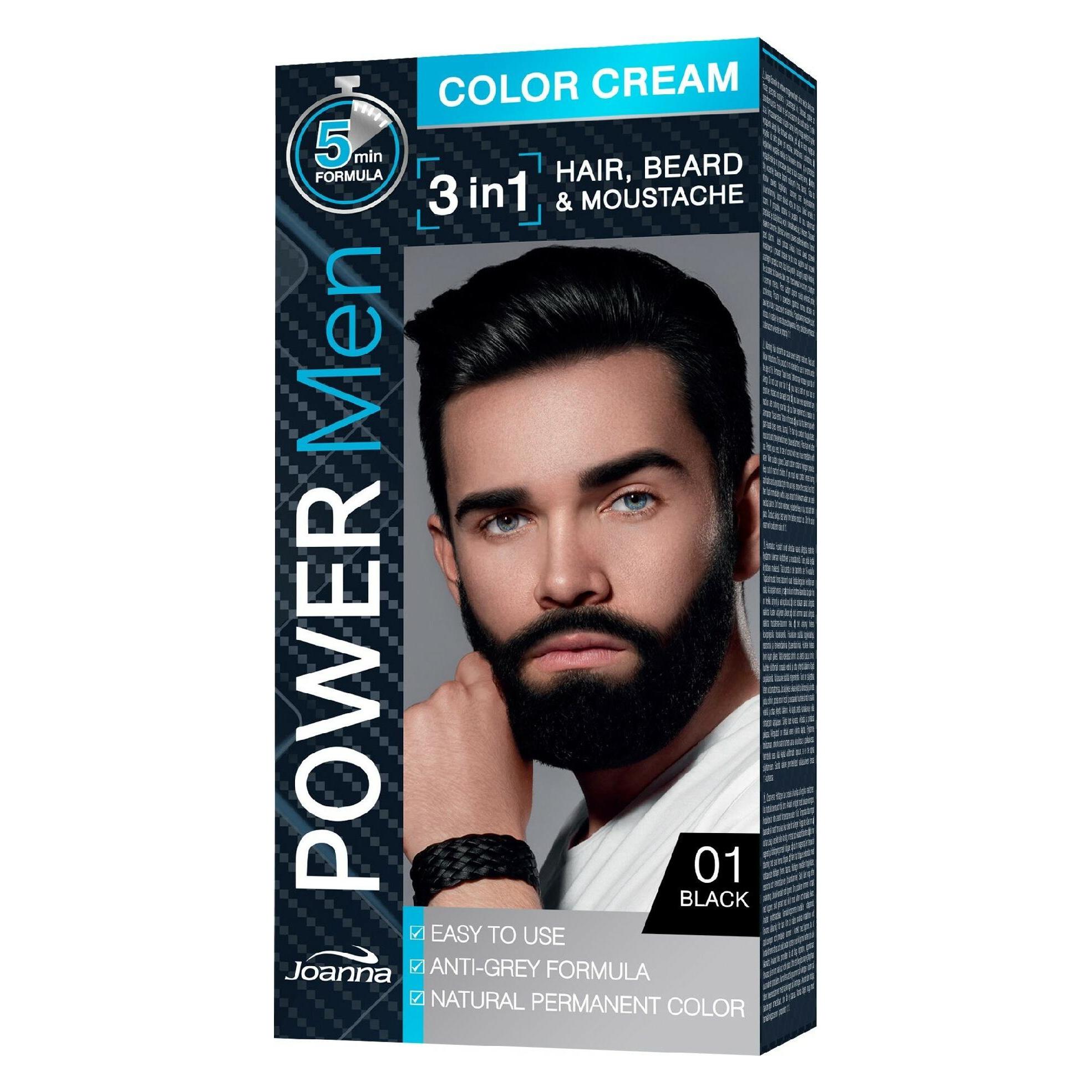 Joanna Power Men Color Cream 3In1 Hair Beard Moustache 01ack 30G (Schwarz) (33080518)