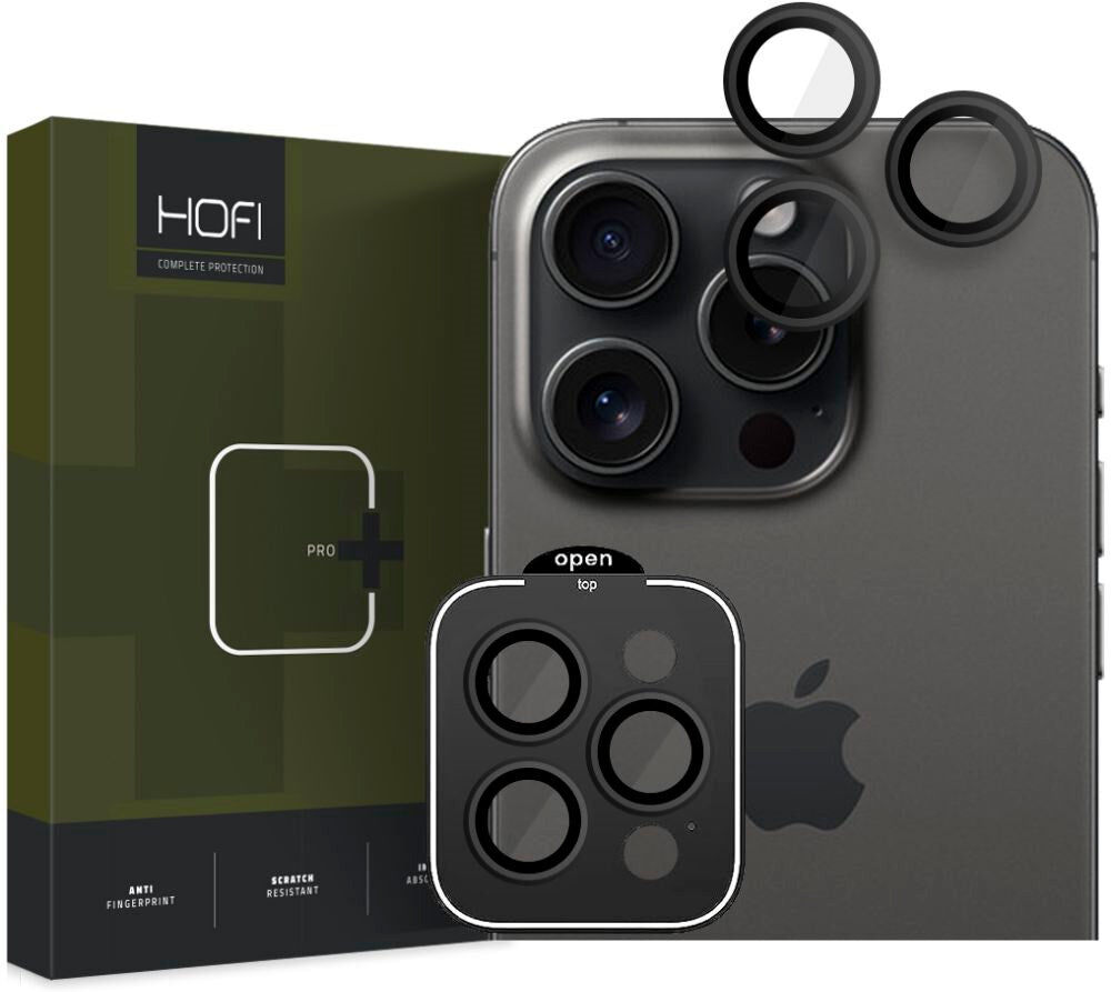 iPhone 15 Pro / 15 Pro Max HOFI Camring Pro+ Kameralinse Beskyttelse - Sort Kant