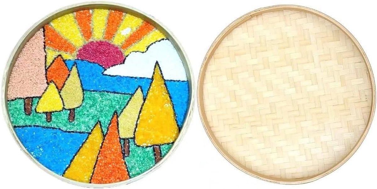 Handgeweven Bamboe Dienblad Fruitmand met 30 cm Diameter - Natuurlijk Bamboe