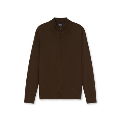 Strickjacke OLYMP "OLYMP Casual Strick, Strickjacke", Herren, Gr. XXL, braun (schwarz, braun), 100% Schurwolle, Strickjacken Strickjacke