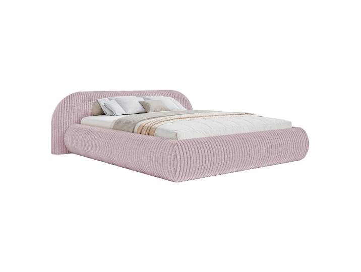 Gepolstertes Bett 160x200 cm Shels Low rosa dicker Cordstoff