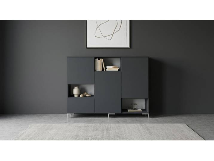 Schwarzes Sideboard - Kommode, Schwarz, Maßgefertigt Premium Dekore Schwarz