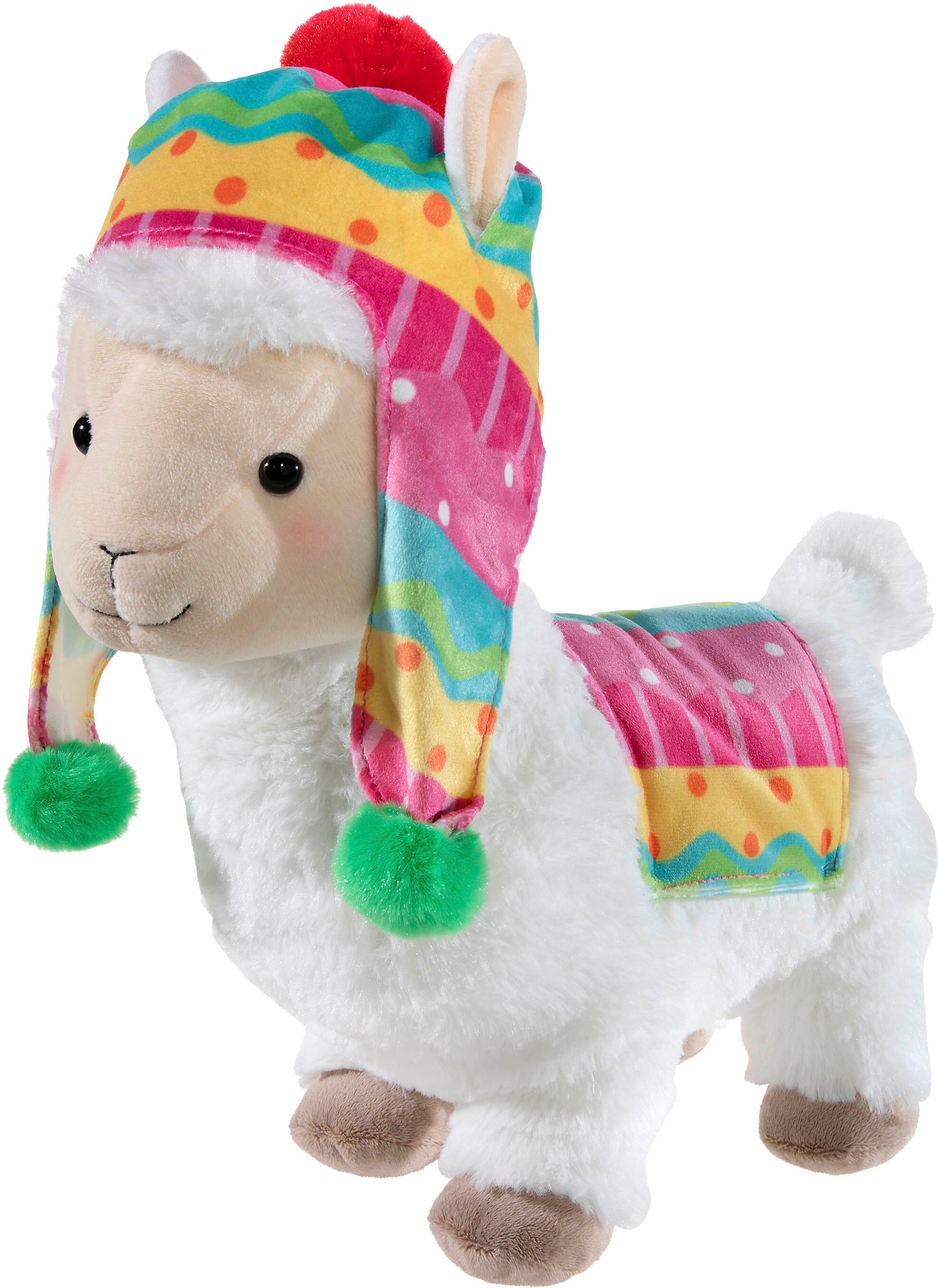 Kuscheltier HEUNEC "Lama, 30 cm", weiß, Plüschfiguren, KinderH:30cm, Polyester, Kuscheltier, mit Mützchen und Decke, H:30cm