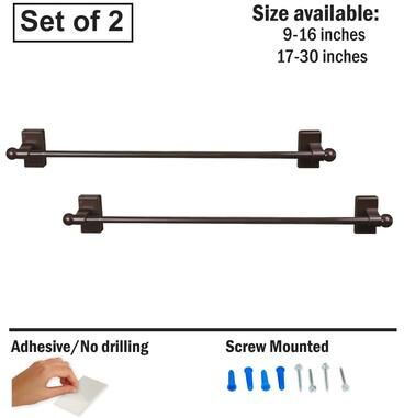 InStyleDesign Self-adhesive or Wall Mounted Rod 17-30 inch (Set of 2) - 17-30 inches