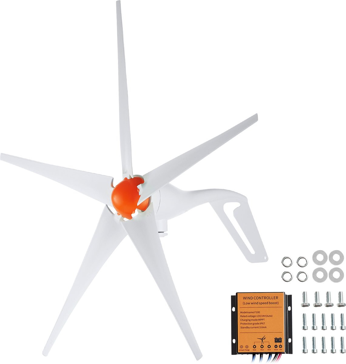 Witte 500W Windturbine Generator van Aluminium voor Energie Opwekken