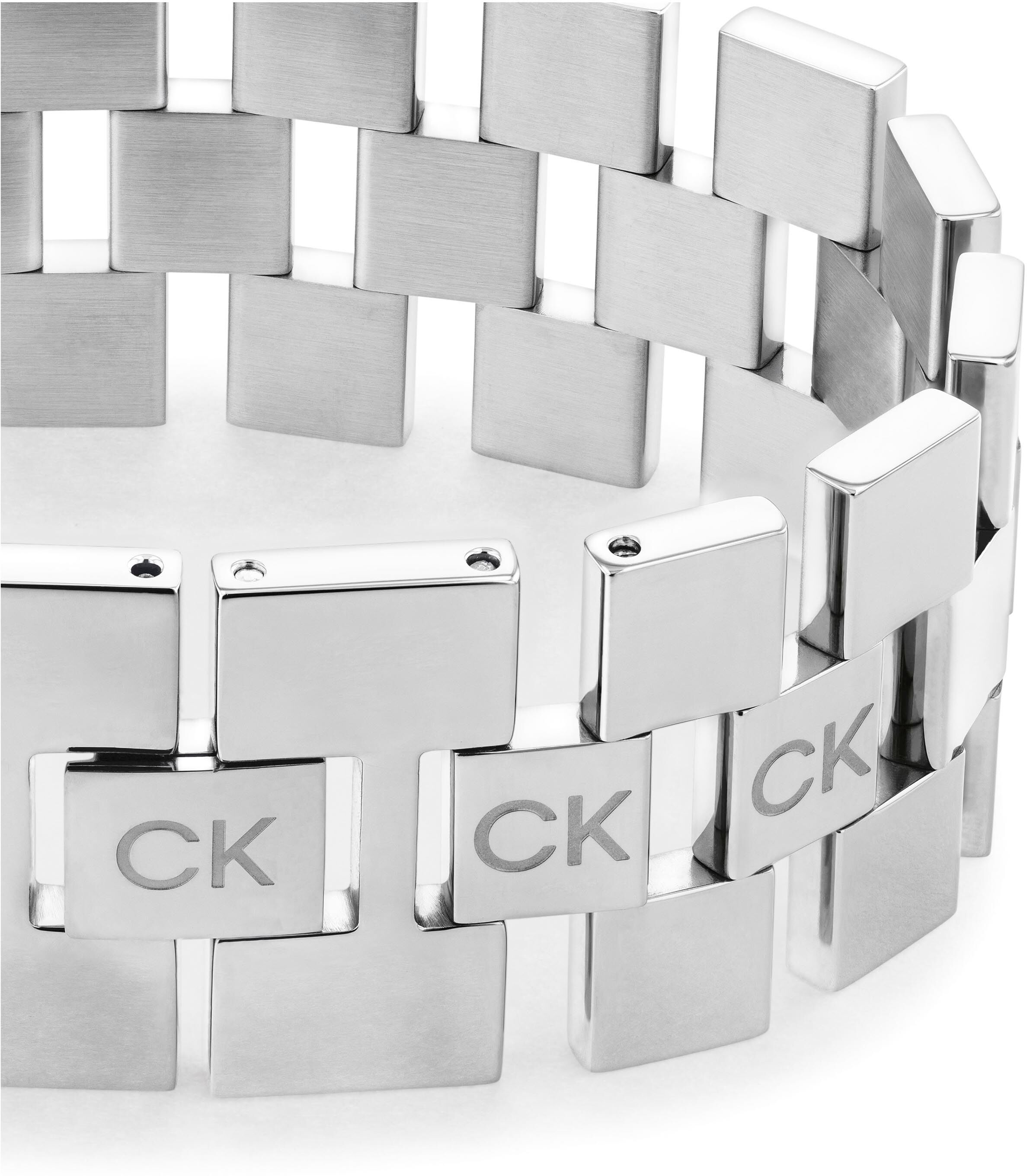 Armband CALVIN KLEIN "Schmuck Edelstahl Armschmuck Gliederkette", silber (edelstahlfarben), Armbänder, Damen, 18,5cm, Edelstahl, Armband edelstahlfarben 18,5cm, Edelstahl