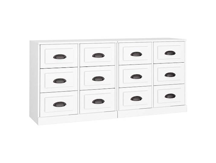GHVBNMF 2er Set Sideboard Weiß 70x35,5x67,5cm Kommode aus Holzwerkstoff Zwei klassische Beistellschränke in Weiß für Wohnzimmer oder Flur mit viel Platz für Dekoration und Alltagsgegenstände.