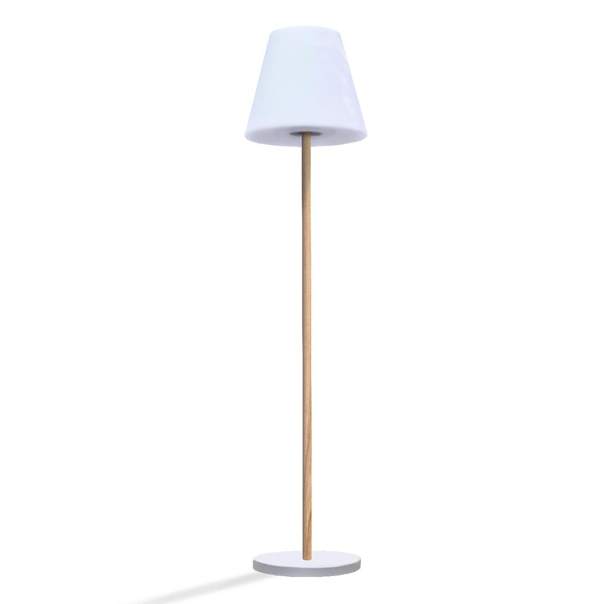 LUMISKY STANDY WOOD SOLAR - Oplaadbare solar straatlantaarn met dimbare warm witte LED - Hoogte: 150 cm