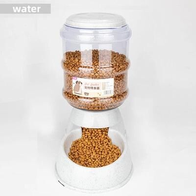 Uplifted Goods Large Capacity Pet Feeder Bowl With Automatic Water Dispenser white Food