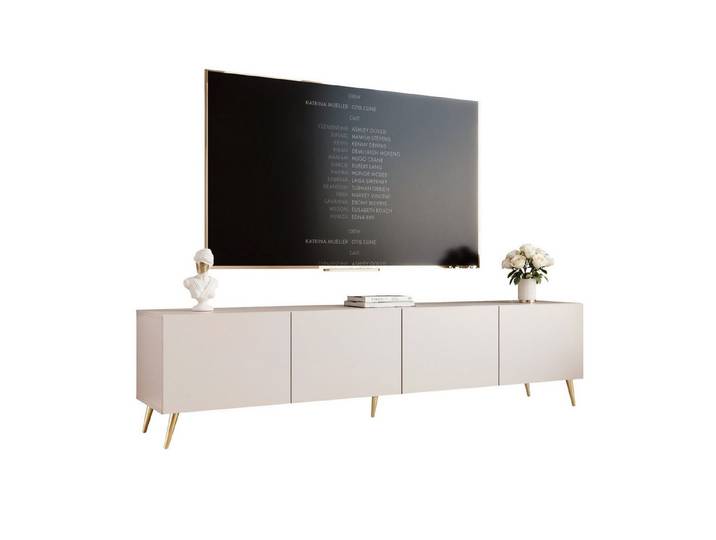 yourhouse24 Lowboard TV ANGEL 200 auf Füßen mit LED-Beleuchtung – Griffloses Design