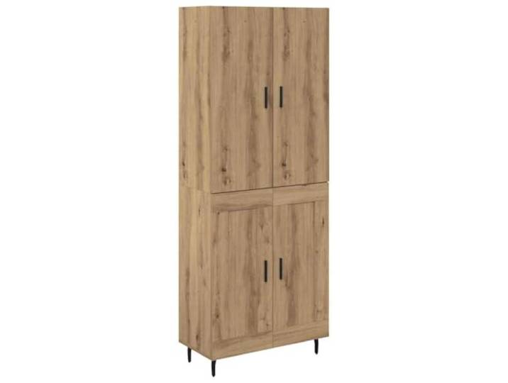 Kaorsrow Highboard 2er Set Artisan Eiche 69,5x34x180cm Holzwerkstoff Vielseitiger Schrank in Holzoptik mit Glastüren für Wohnzimmer und Esszimmer. Bietet strukturierten Stauraum.