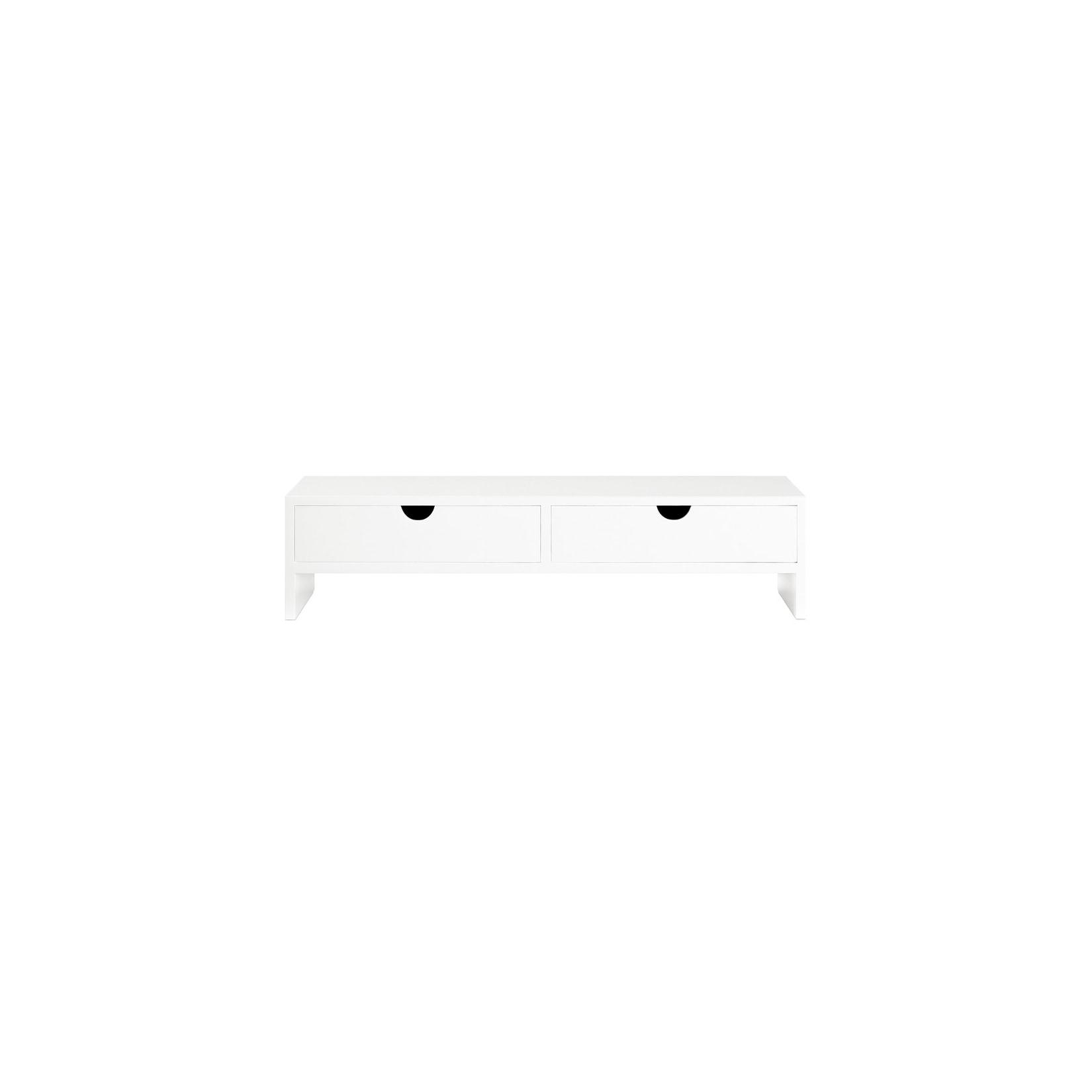SoBuy Bildschirmerhöhung mit 2 Schubladen Weiß 47x18x11cm Funktional