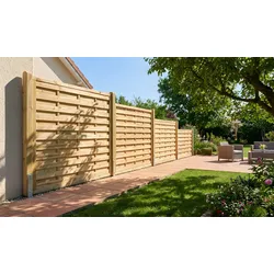 Holzzaun Bremen 100 x 180 cm – Sichtschutzzaun aus druckimprägniertem Holz – massiver Lamellenzaun – Holzsichtschutz für den Garten