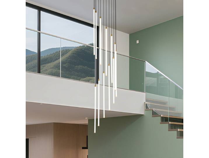 Suspension LED 35 x 60 x 35cm Laiton Acier, brossé Silicone LED Module LED