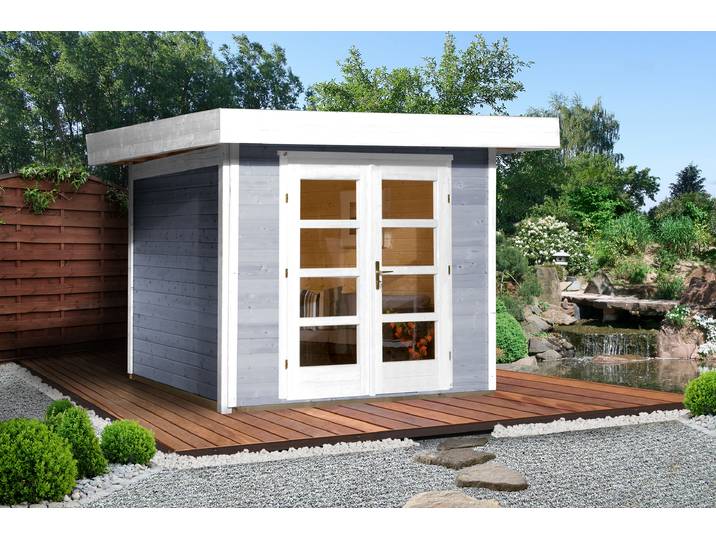 weka Komfort Designhaus 126 Plus Gr.1 grau, Farbe:grau, Dachform:Flachdach