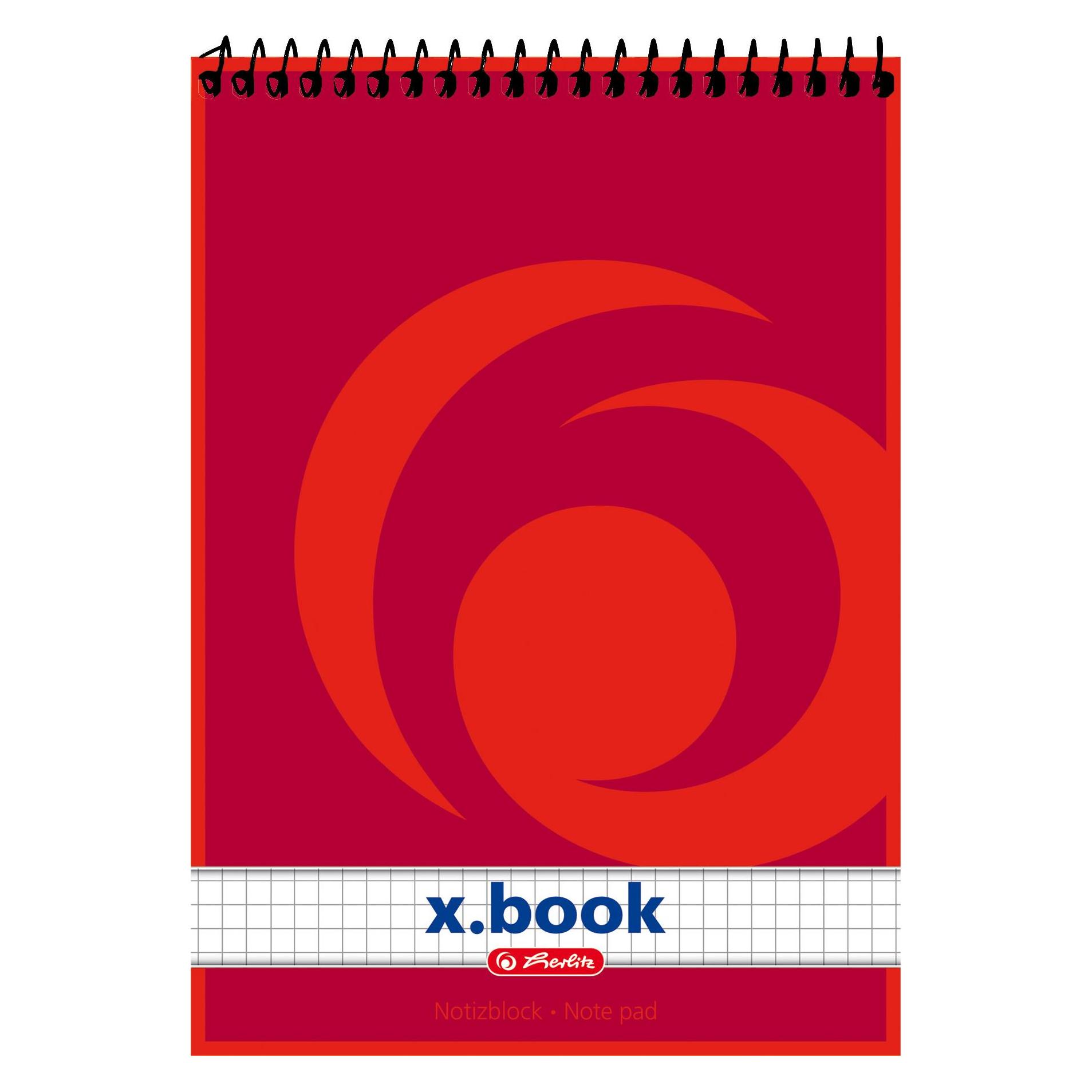 Herlitz Spiralnotizblock x.book, DIN A5, 50 Blatt, kariert (A5, Kariert, Kein Einband) (110536)