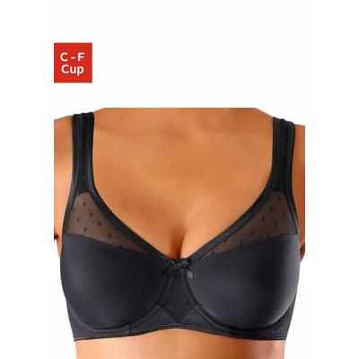 Minimizer-BH NUANCE BY LASCANA, Damen, Gr. 95, Cup E, schwarz, Microtouch, Obermaterial: 71% Polyamid, 29% Elasthan, BHs Minimizer-BH, mit Bügel und wattierten Trägern