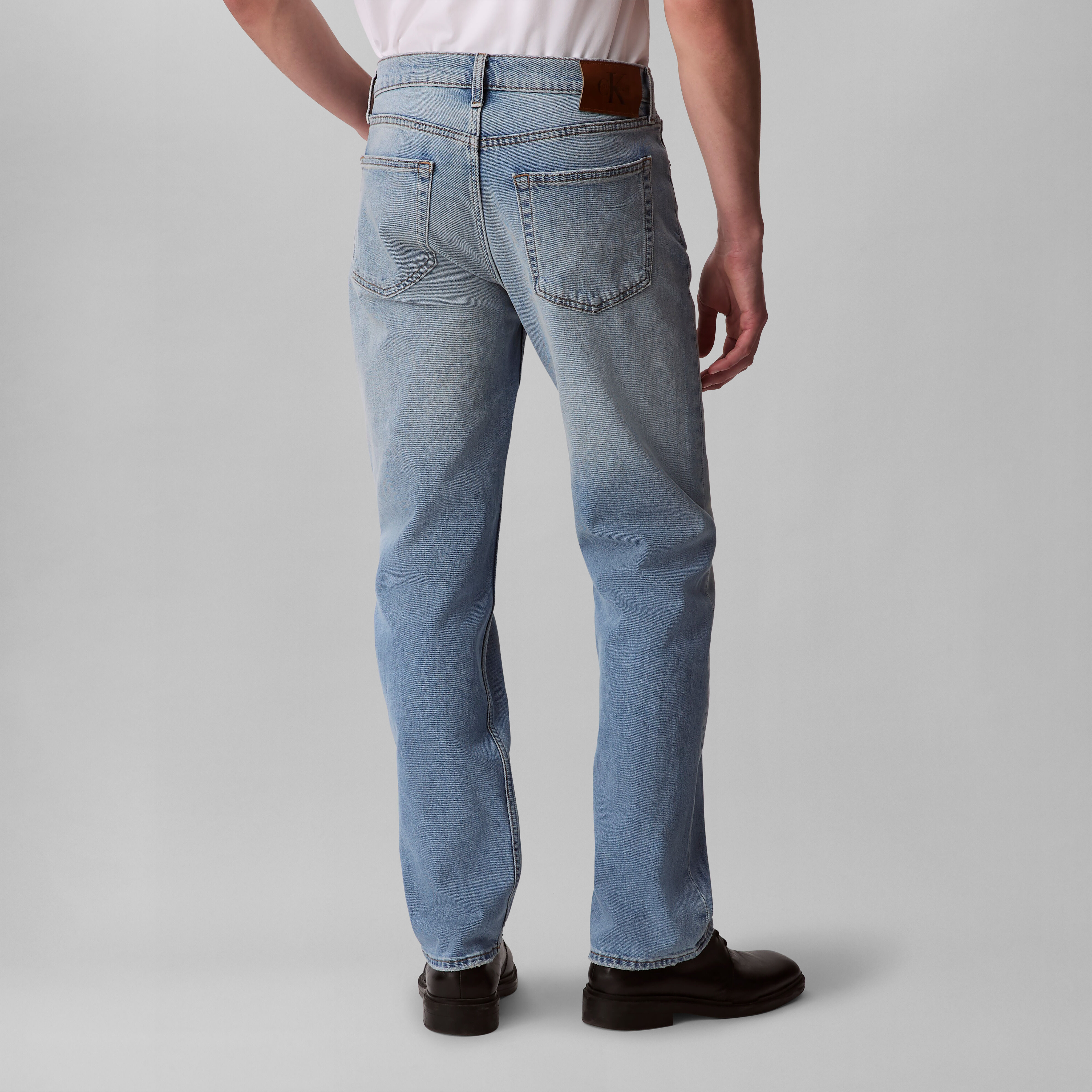 Straight-Jeans CALVIN KLEIN JEANS "STNDRD STRGHT ABNER JEAN", Herren, Gr. 33, Länge 32, blau (abner), Denim/Jeans, Obermaterial: 99% Baumwolle, 1% Elasthan, unifarben, gerade lang, Jeans Straight-Jeans, Mit Gürtelschlaufen abner 33, Länge 32