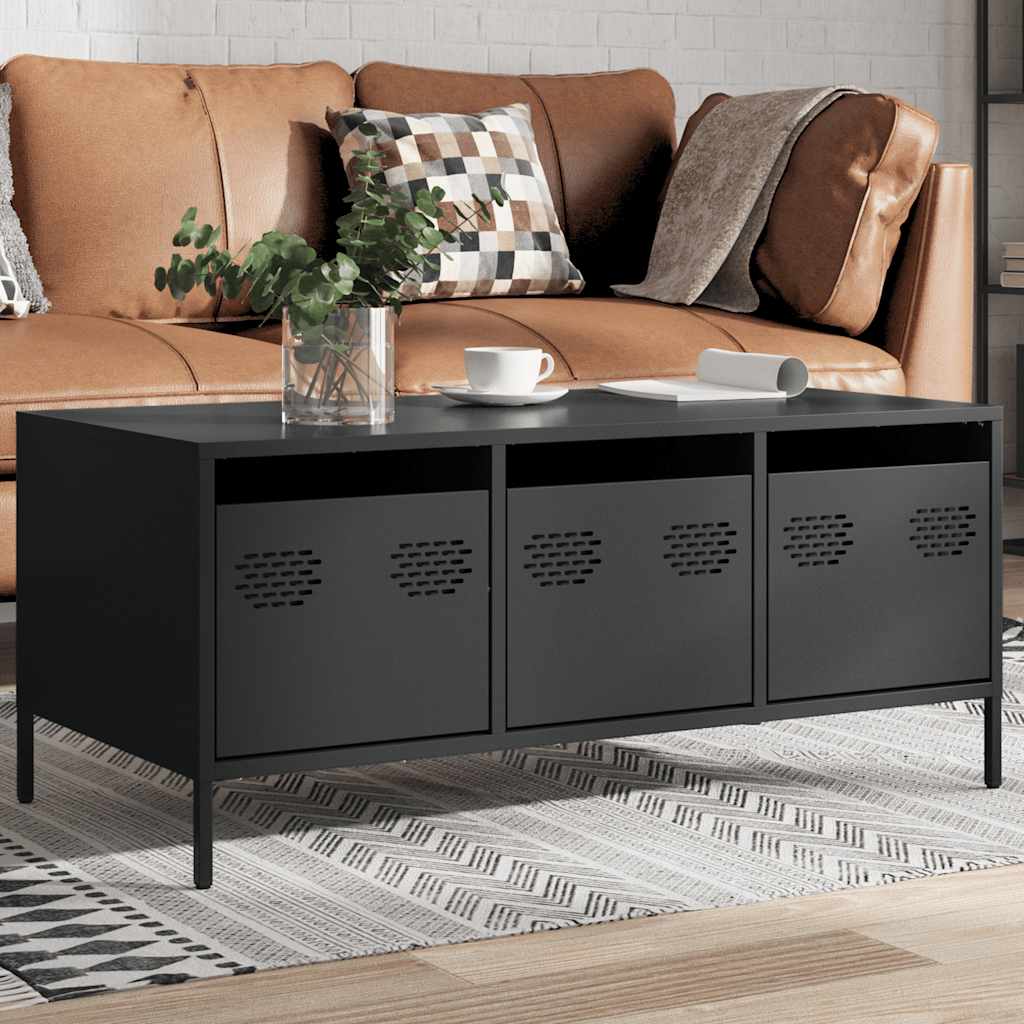 vidaXL Table basse noir 101,5x50x43,5 cm acier laminé à froid
