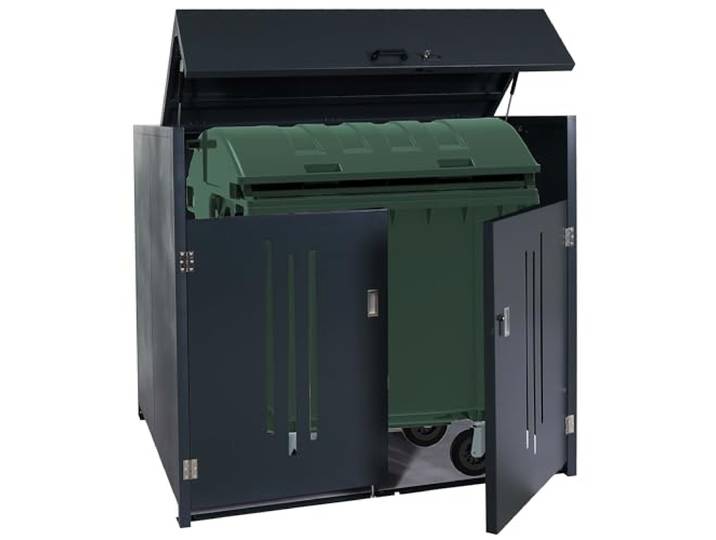 Mendler Müllcontainerverkleidung HWC-M54 Container bis 1100L 154x160x136cm Müllcontainerbox, Industrie-Abfallcontainer, Stahl