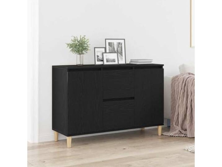 RJPLMFV Sideboard mit Schublade, Schwarz, 102 x 35 x 60 cm, aus Holz Eingeschränkte Türen, geräumige Schubladen, modernes Design, für Wohnzimmer oder Esszimmer