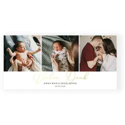 Dankeskarte Baby: 3 Bilder mit Fotos in Weiß